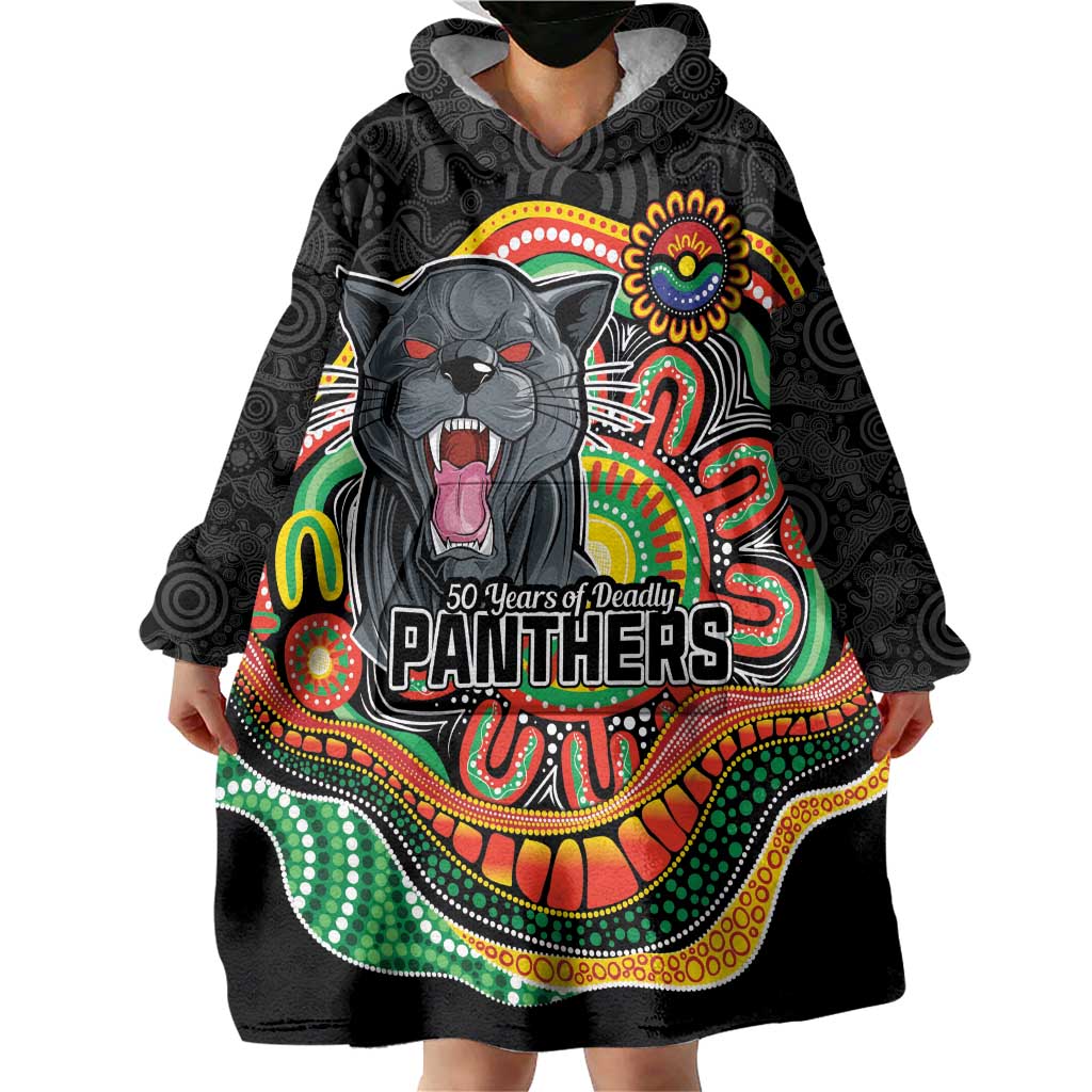 Custom Panthers Honouring First Nations Wearable Blanket Hoodie NAIDOC 2026 Deadly 50 Years