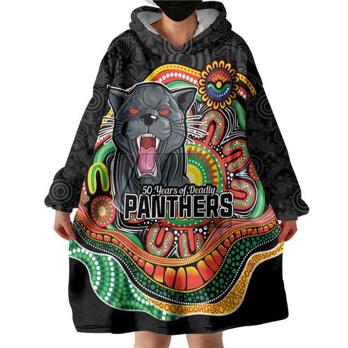 Custom Panthers Honouring First Nations Wearable Blanket Hoodie NAIDOC 2026 Deadly 50 Years