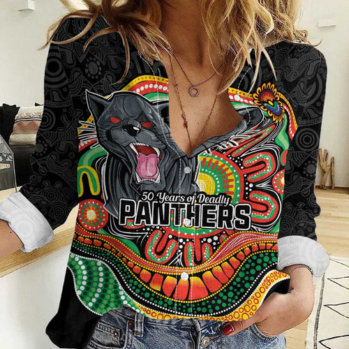 Custom Panthers Honouring First Nations Women Casual Shirt NAIDOC 2026 Deadly 50 Years