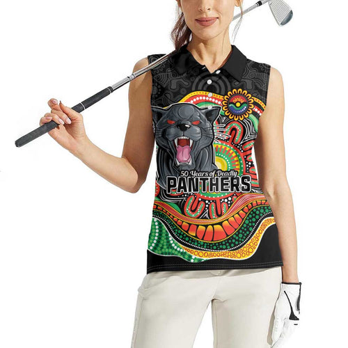 Custom Panthers Honouring First Nations Women Sleeveless Polo Shirt NAIDOC 2026 Deadly 50 Years