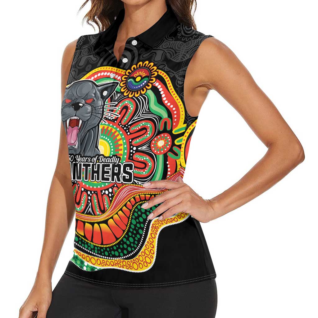 Custom Panthers Honouring First Nations Women Sleeveless Polo Shirt NAIDOC 2026 Deadly 50 Years