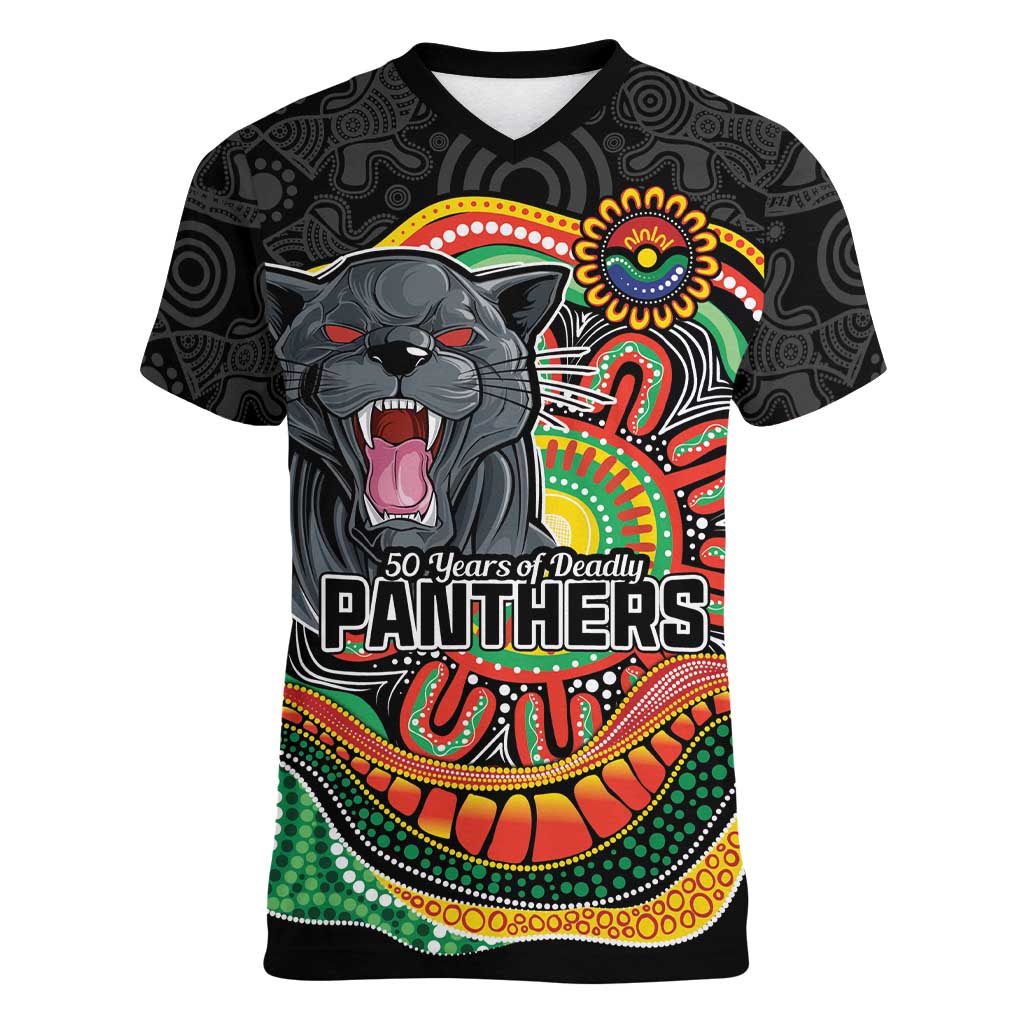 Custom Panthers Honouring First Nations Women V-Neck T-Shirt NAIDOC 2026 Deadly 50 Years