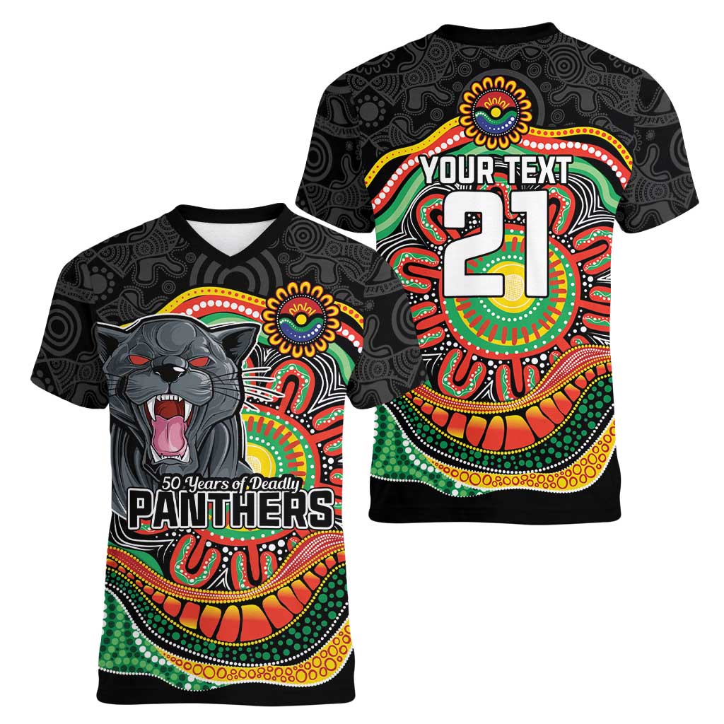 Custom Panthers Honouring First Nations Women V-Neck T-Shirt NAIDOC 2026 Deadly 50 Years