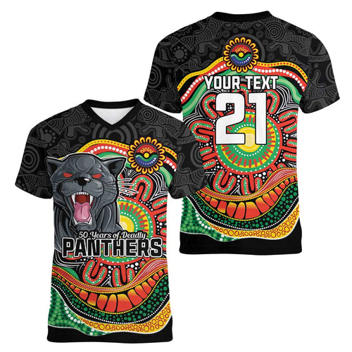 Custom Panthers Honouring First Nations Women V-Neck T-Shirt NAIDOC 2026 Deadly 50 Years
