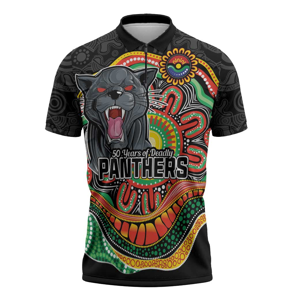 Custom Panthers Honouring First Nations Zipper Polo Shirt NAIDOC 2026 Deadly 50 Years