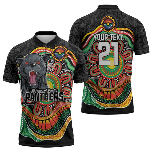 Custom Panthers Honouring First Nations Zipper Polo Shirt NAIDOC 2026 Deadly 50 Years