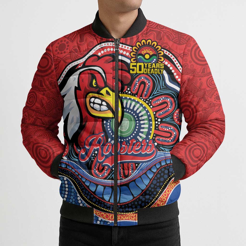 Custom Roosters Honouring First Nations Bomber Puffer Jacket NAIDOC 2026 Deadly 50 Years