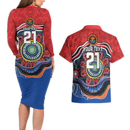 Custom Roosters Honouring First Nations Couples Matching Long Sleeve Bodycon Dress and Hawaiian Shirt NAIDOC 2026 Deadly 50 Years