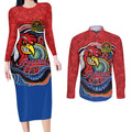 Custom Roosters Honouring First Nations Couples Matching Long Sleeve Bodycon Dress and Long Sleeve Button Shirt NAIDOC 2026 Deadly 50 Years