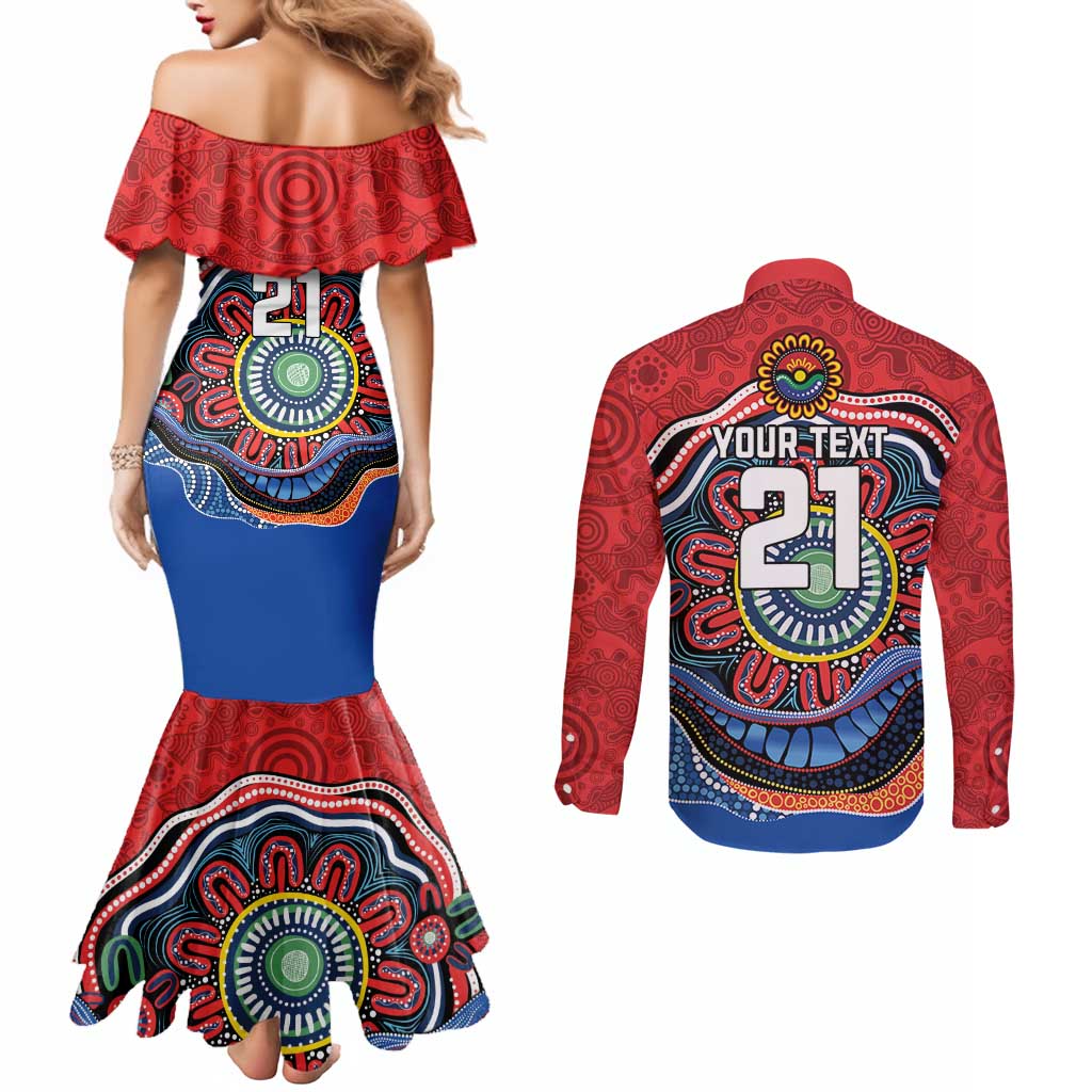 Custom Roosters Honouring First Nations Couples Matching Mermaid Dress and Long Sleeve Button Shirt NAIDOC 2026 Deadly 50 Years