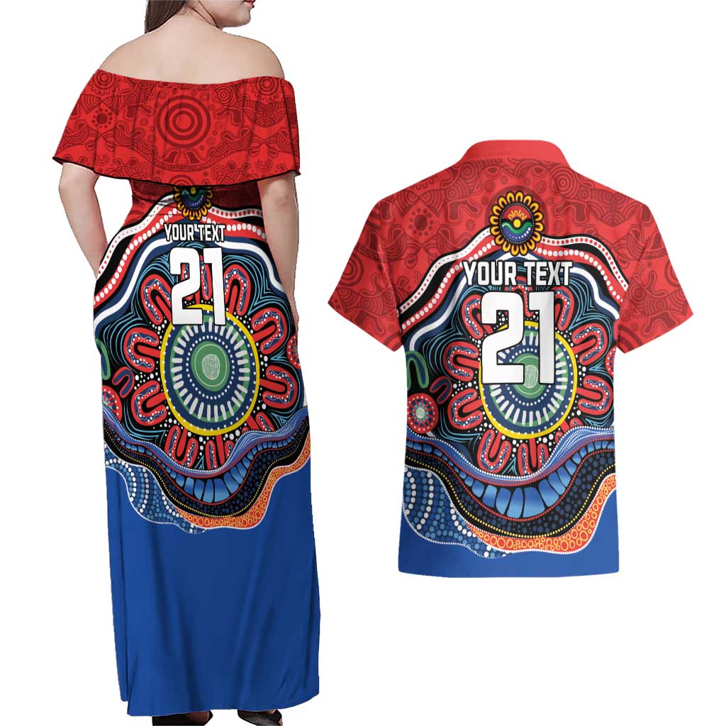 Custom Roosters Honouring First Nations Couples Matching Off Shoulder Maxi Dress and Hawaiian Shirt NAIDOC 2026 Deadly 50 Years