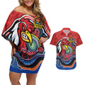 Custom Roosters Honouring First Nations Couples Matching Off Shoulder Short Dress and Hawaiian Shirt NAIDOC 2026 Deadly 50 Years