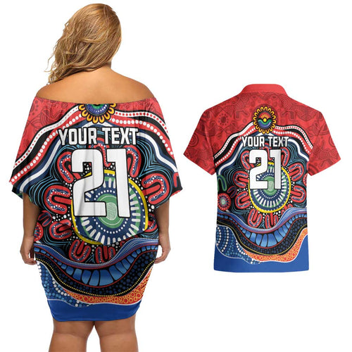 Custom Roosters Honouring First Nations Couples Matching Off Shoulder Short Dress and Hawaiian Shirt NAIDOC 2026 Deadly 50 Years