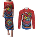 Custom Roosters Honouring First Nations Couples Matching Puletasi and Long Sleeve Button Shirt NAIDOC 2026 Deadly 50 Years