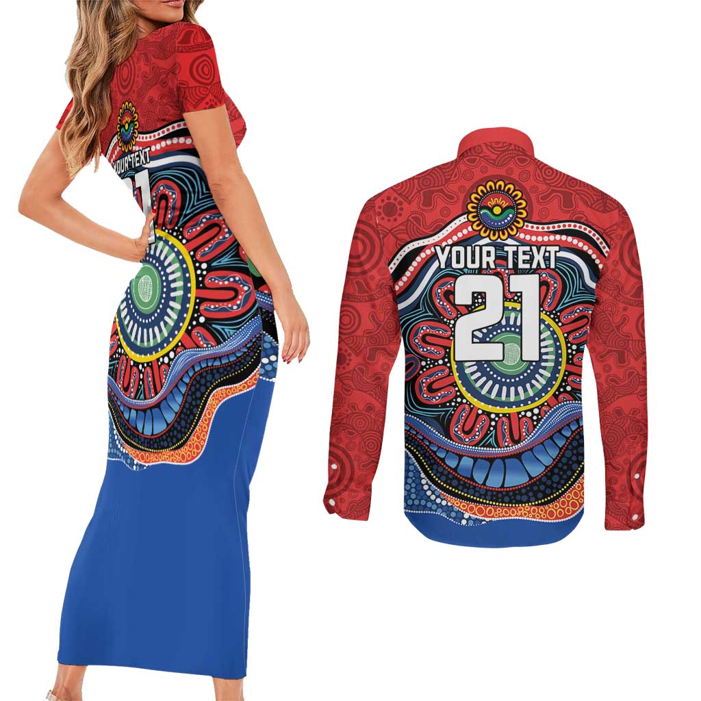 Custom Roosters Honouring First Nations Couples Matching Short Sleeve Bodycon Dress and Long Sleeve Button Shirt NAIDOC 2026 Deadly 50 Years