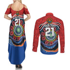 Custom Roosters Honouring First Nations Couples Matching Summer Maxi Dress and Long Sleeve Button Shirt NAIDOC 2026 Deadly 50 Years