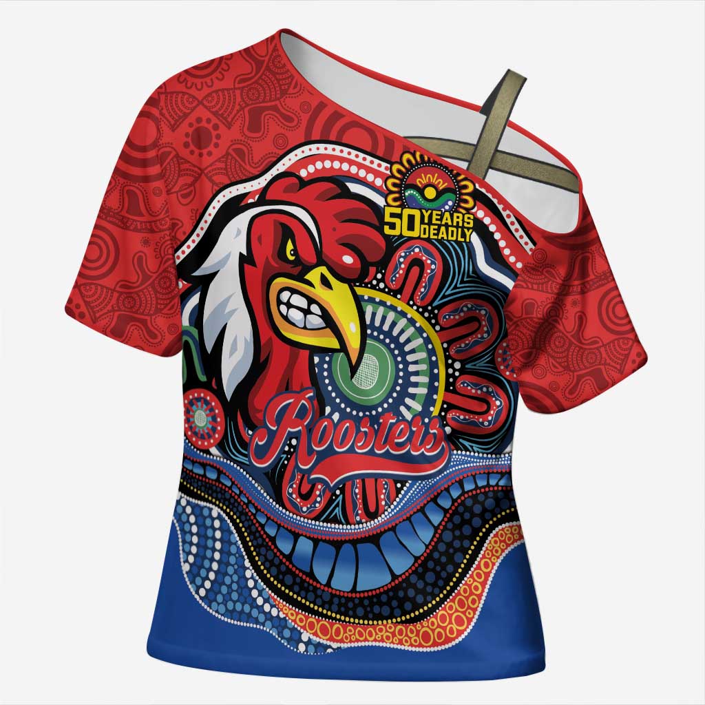 Custom Roosters Honouring First Nations Cross Shoulder Shirt NAIDOC 2026 Deadly 50 Years