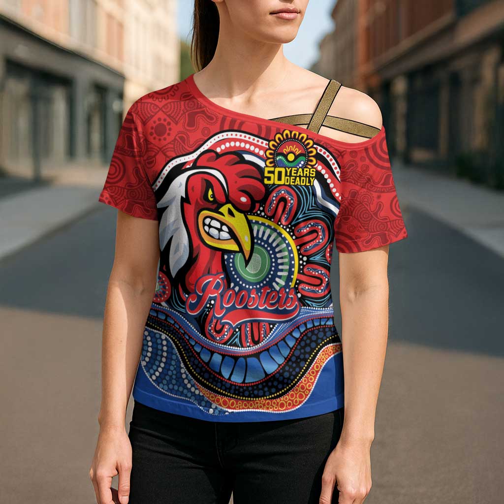 Custom Roosters Honouring First Nations Cross Shoulder Shirt NAIDOC 2026 Deadly 50 Years