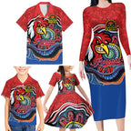 Custom Roosters Honouring First Nations Family Matching Long Sleeve Bodycon Dress and Hawaiian Shirt NAIDOC 2026 Deadly 50 Years