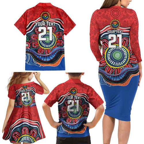 Custom Roosters Honouring First Nations Family Matching Long Sleeve Bodycon Dress and Hawaiian Shirt NAIDOC 2026 Deadly 50 Years