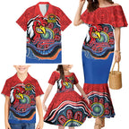 Custom Roosters Honouring First Nations Family Matching Mermaid Dress and Hawaiian Shirt NAIDOC 2026 Deadly 50 Years