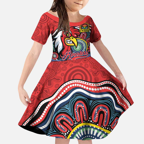 Custom Roosters Honouring First Nations Family Matching Mermaid Dress and Hawaiian Shirt NAIDOC 2026 Deadly 50 Years