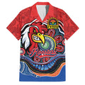 Custom Roosters Honouring First Nations Family Matching Off The Shoulder Long Sleeve Dress and Hawaiian Shirt NAIDOC 2026 Deadly 50 Years