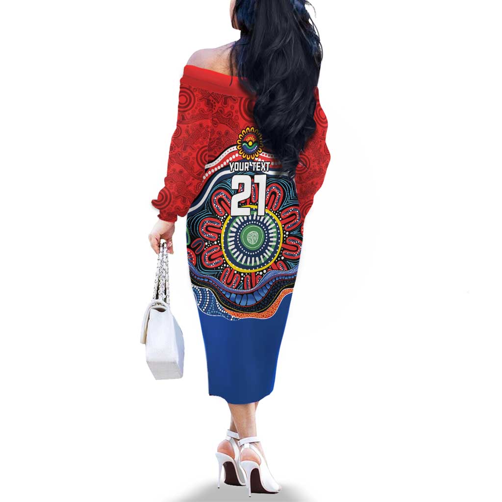 Custom Roosters Honouring First Nations Family Matching Off The Shoulder Long Sleeve Dress and Hawaiian Shirt NAIDOC 2026 Deadly 50 Years