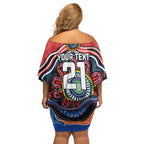 Custom Roosters Honouring First Nations Family Matching Off Shoulder Short Dress and Hawaiian Shirt NAIDOC 2026 Deadly 50 Years
