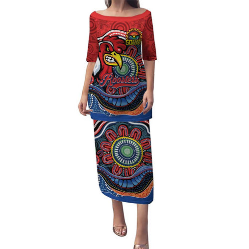 Custom Roosters Honouring First Nations Family Matching Puletasi and Hawaiian Shirt NAIDOC 2026 Deadly 50 Years