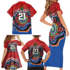 Custom Roosters Honouring First Nations Family Matching Short Sleeve Bodycon Dress and Hawaiian Shirt NAIDOC 2026 Deadly 50 Years