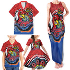 Custom Roosters Honouring First Nations Family Matching Tank Maxi Dress and Hawaiian Shirt NAIDOC 2026 Deadly 50 Years