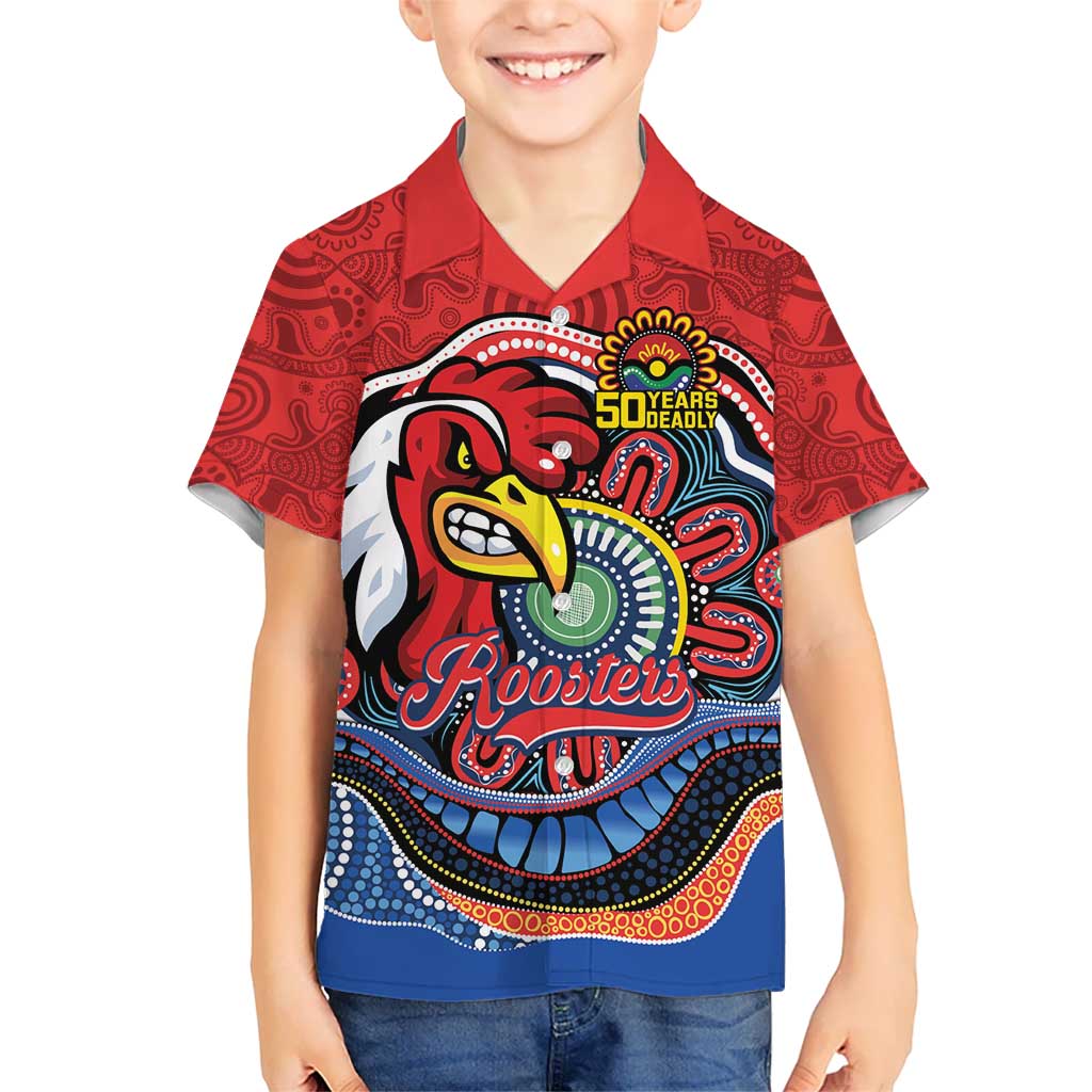 Custom Roosters Honouring First Nations Kid Hawaiian Shirt NAIDOC 2026 Deadly 50 Years