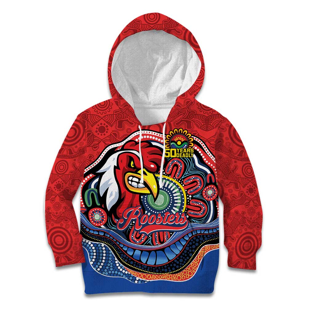Custom Roosters Honouring First Nations Kid Hoodie NAIDOC 2026 Deadly 50 Years