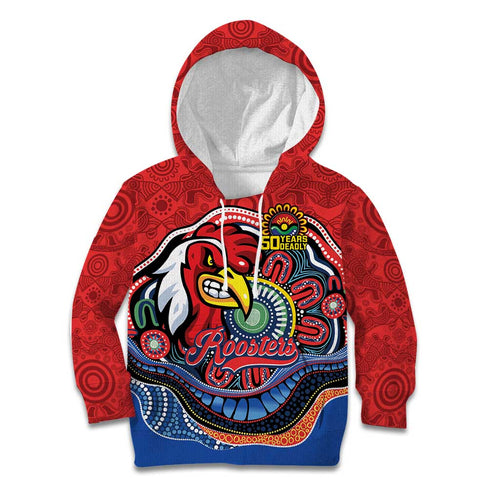 Custom Roosters Honouring First Nations Kid Hoodie NAIDOC 2026 Deadly 50 Years