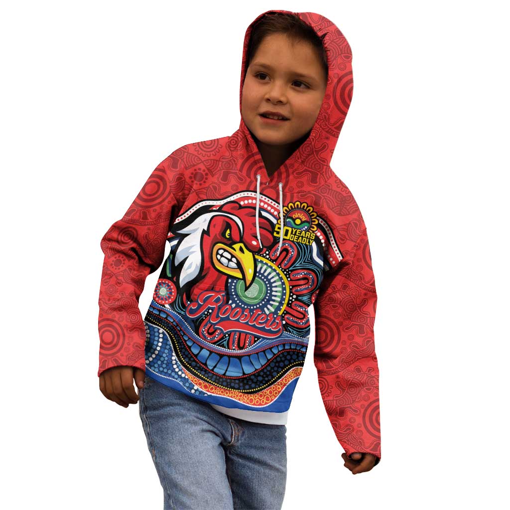 Custom Roosters Honouring First Nations Kid Hoodie NAIDOC 2026 Deadly 50 Years