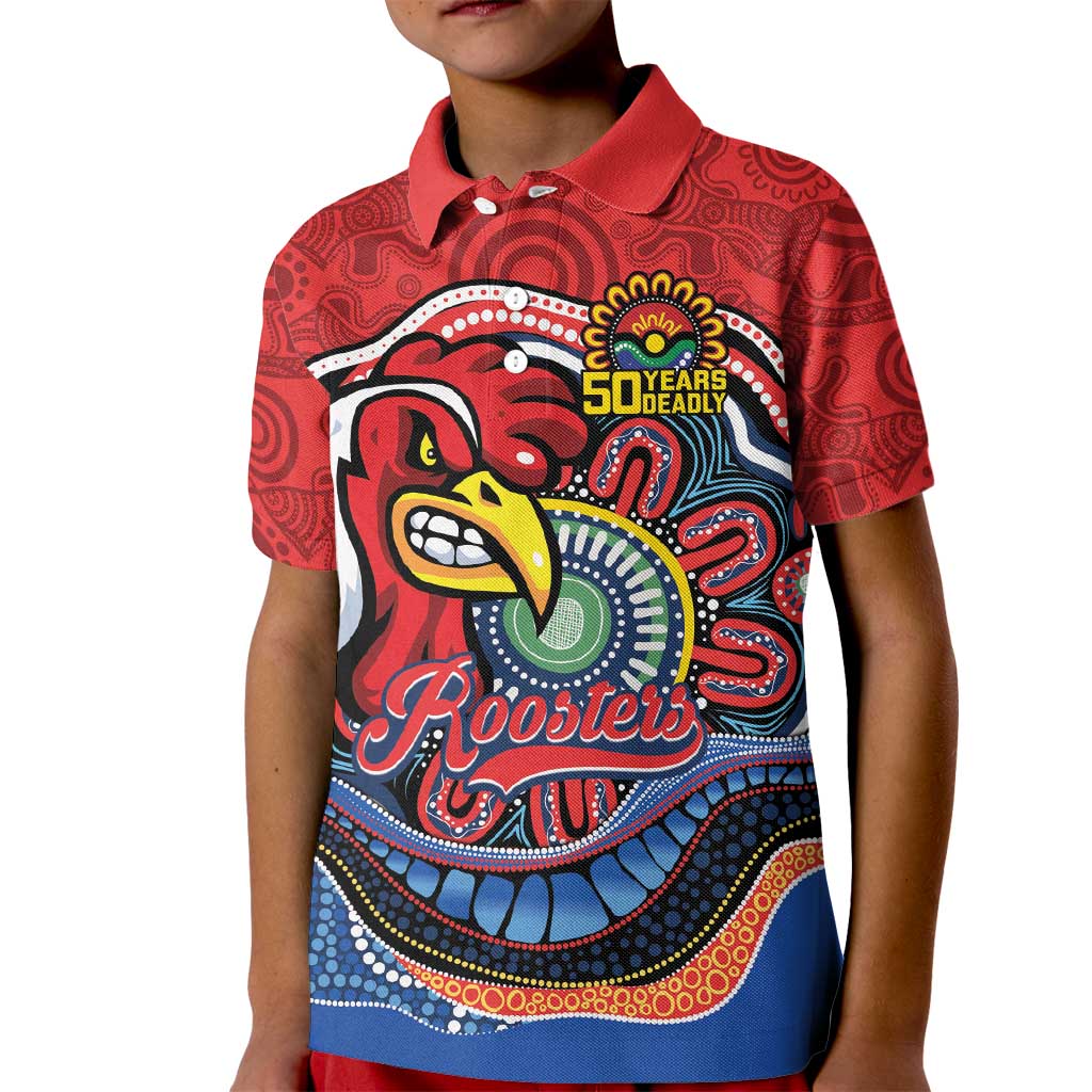 Custom Roosters Honouring First Nations Kid Polo Shirt NAIDOC 2026 Deadly 50 Years