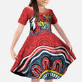 Custom Roosters Honouring First Nations Kid Short Sleeve Dress NAIDOC 2026 Deadly 50 Years