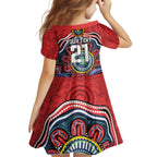 Custom Roosters Honouring First Nations Kid Short Sleeve Dress NAIDOC 2026 Deadly 50 Years