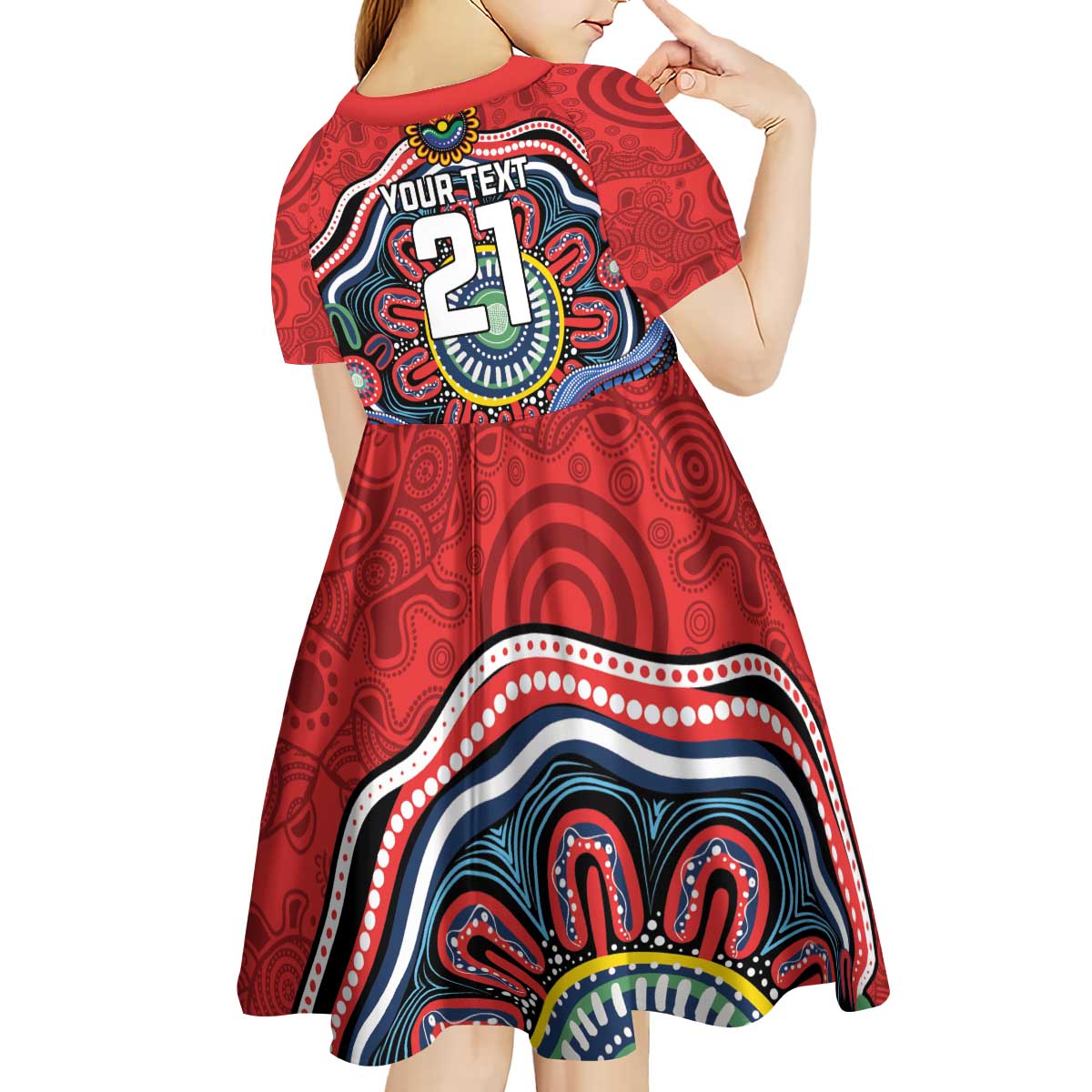 Custom Roosters Honouring First Nations Kid Short Sleeve Dress NAIDOC 2026 Deadly 50 Years