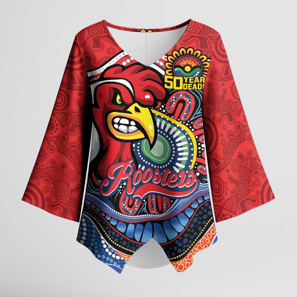 Custom Roosters Honouring First Nations Kimono Sleeve Blouse NAIDOC 2026 Deadly 50 Years