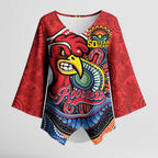 Custom Roosters Honouring First Nations Kimono Sleeve Blouse NAIDOC 2026 Deadly 50 Years