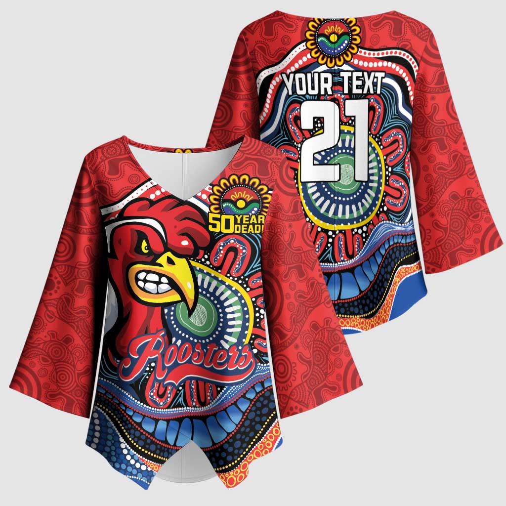 Custom Roosters Honouring First Nations Kimono Sleeve Blouse NAIDOC 2026 Deadly 50 Years