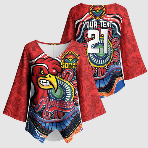 Custom Roosters Honouring First Nations Kimono Sleeve Blouse NAIDOC 2026 Deadly 50 Years