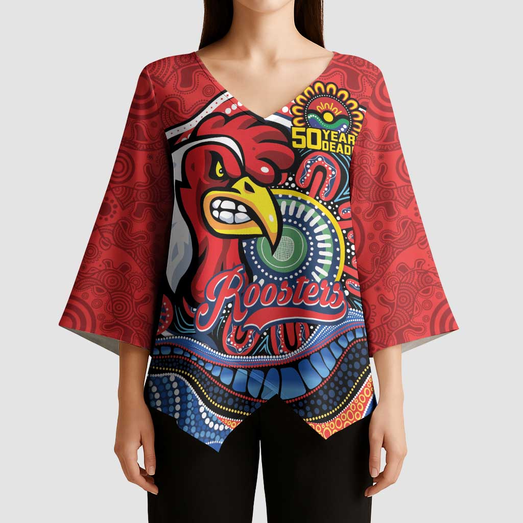 Custom Roosters Honouring First Nations Kimono Sleeve Blouse NAIDOC 2026 Deadly 50 Years