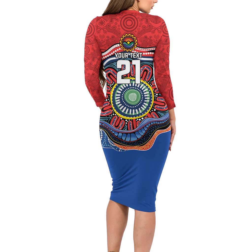 Custom Roosters Honouring First Nations Long Sleeve Bodycon Dress NAIDOC 2026 Deadly 50 Years