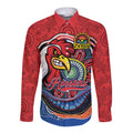 Custom Roosters Honouring First Nations Long Sleeve Button Shirt NAIDOC 2026 Deadly 50 Years