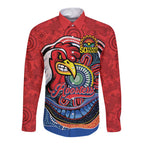 Custom Roosters Honouring First Nations Long Sleeve Button Shirt NAIDOC 2026 Deadly 50 Years