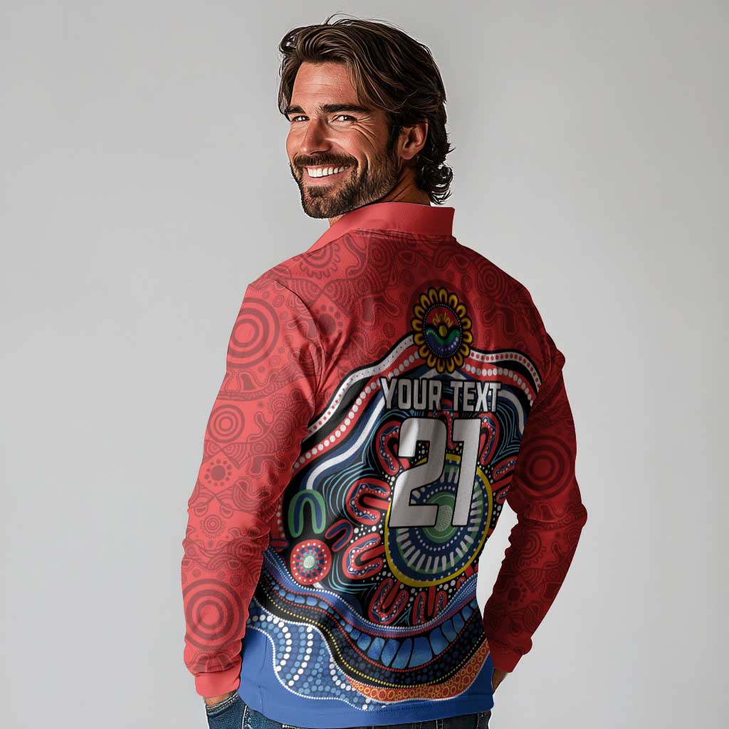 Custom Roosters Honouring First Nations Long Sleeve Polo Shirt NAIDOC 2026 Deadly 50 Years