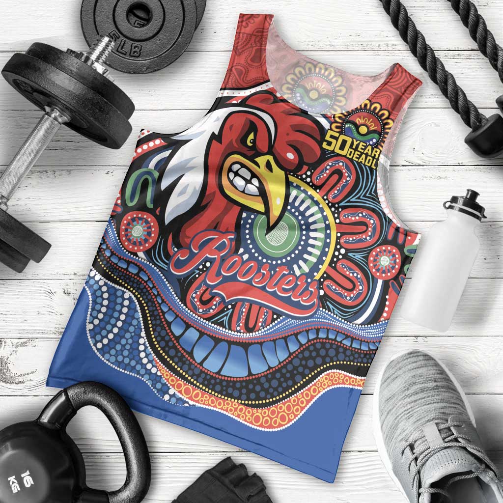 Custom Roosters Honouring First Nations Men Tank Top NAIDOC 2026 Deadly 50 Years